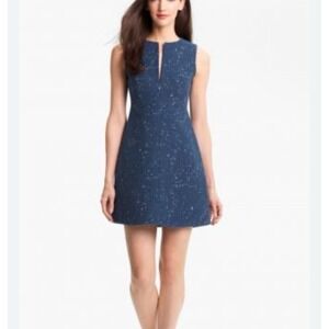 DVF Diane von Furstenberg Yvette Painted Tweed‎ Dress Blue Navy Size? A-line